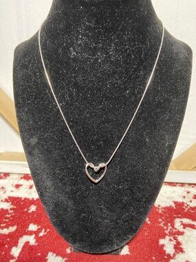 Silver Tone Heart Pendant Necklace - Silver